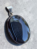Black Botswana Agate Solid 925 Sterling Silver Pendant