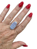 Blue Lace Agate Solid 925 Sterling Silver Ring 9