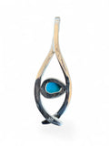Kingman Turquoise Solid 925 Sterling Silver Pendant