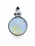 Mother of Pearl & Garnet Solid 925 Sterling Silver Pendant