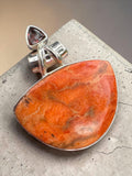 Sponge Coral & Garnet Solid 925 Sterling Silver Pendant