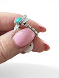 Kingman Turquoise Cactus Solid 925 Sterling Silver Ring 8