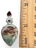 Imperial Jasper & Garnet Solid 925 Sterling Silver Pendant