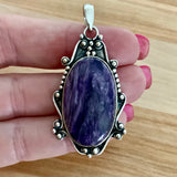 Charoite Solid 925 Sterling Silver Pendant