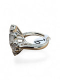 Rainbow Moonstone cluster Solid 925 Sterling Silver Ring 9