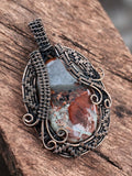 Red Rainbow Jasper Copper Wrapped Pendant