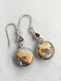Maligano Jasper & Garnet Solid 925 Sterling Silver Earrings
