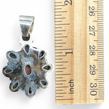 FLOWER Rainbow Moonstone & Pink Opal Solid 925 Sterling Silver Pendant