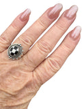 Checkerboard Solid 925 Sterling Silver Ring 7