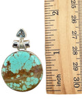 Tibetan Spider web Turquoise & Blue Topaz Solid 925 Sterling Silver Pendant