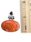 Sponge Coral & Garnet Solid 925 Sterling Silver Pendant
