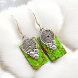 Green Mojave Turquoise Solid 925 Sterling Silver Earrings