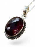 Garnet Solid 925 Sterling Silver Pendant with chain