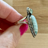 Botswana Agate & Prehnite Solid 925 Sterling Silver Ring 6