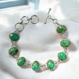 Green Mojave Turquoise Solid 925 Sterling Silver Bracelet