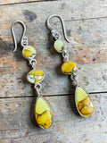 Kingman Honey Dahlia Solid 925 Sterling Silver Earrings