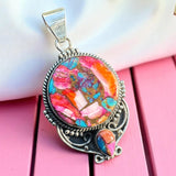 Pink Dahlia Solid 925 Sterling Silver Pendant