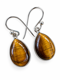 Tiger Eye Solid 925 Sterling Silver Earrings