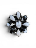 Flower White Buffalo Solid 925 Sterling Silver Ring ADJ
