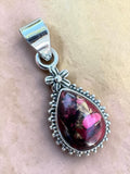 Kingman Red Rose Dahlia Solid 925 Sterling Silver Pendant