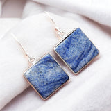 Dumortierite Blue Quartz Solid 925 Sterling Silver Earrings