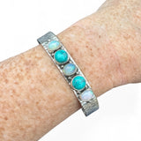 Turquoise & Ethiopian Opal Solid 925 Sterling Silver Cuff Bracelet