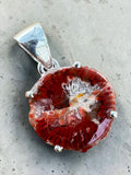 Red Horn Coral Solid 925 Sterling Silver Pendant