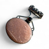 Sunstone & Garnet Solid 925 Sterling Silver Pendant