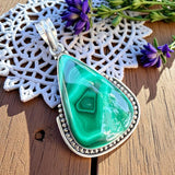 Malachite Solid 925 Sterling Silver Pendant