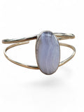 Blue Lace Agate Solid 925 Sterling Silver Cuff Bracelet