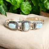 Larimar Solid 925 Sterling Silver Cuff Bracelet