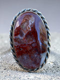 Crazy Lace Agate Solid 925 Sterling Silver Ring 7.5
