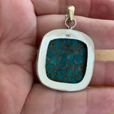 Kingman Turquoise Solid 925 Sterling Silver Pendant