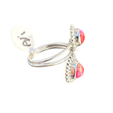 Kingman Pink Dahlia Turquoise Solid 925 Sterling Silver Ring ADJ