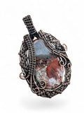 Red Rainbow Jasper Copper Wrapped Pendant