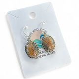 Crazy Lace Agate oval Solid 925 Sterling Silver Earrings