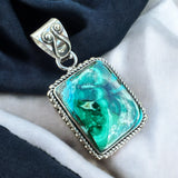 Chrysocolla Malachite Solid 925 Sterling Silver Pendant