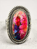 Kingman Pink Dahlia Turquoise Solid 925 Sterling Silver Ring 7