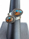 Kingman Turquoise & Spiny Oyster Solid 925 Sterling Silver Ring ADJ