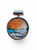 Kingman Turquoise & Spiny Oyster Solid 925 Sterling Silver pendant