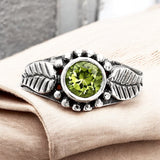 Peridot Solid 925 Sterling Silver Ring 7