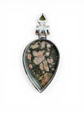 Leopardskin Jasper & Peridot Solid 925 Sterling Silver Pendant