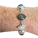 Multi Gemstone Solid 925 Sterling Silver Bracelet