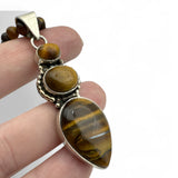 Tiger Eye Solid 925 Sterling Silver Pendant Necklace