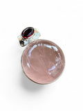 Rose Quartz & Garnet Solid 925 Sterling Silver Pendant