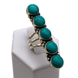 Long Turquoise Solid 925 Sterling Silver Ring 6.5