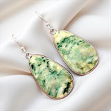 Moss Agate Solid 925 Sterling Silver Earrings