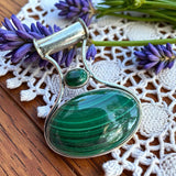 Malachite Solid 925 Sterling Silver Pendant