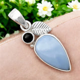 Owyhee Opal & Black Onyx Solid 925 Sterling Silver Pendant