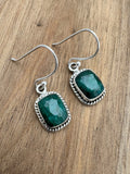 Emerald Solid 925 Sterling Silver Earrings